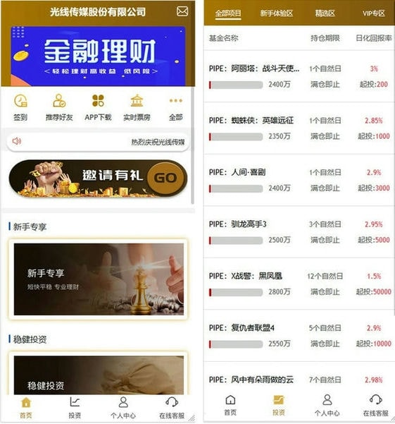 影视投资理财源码 电影项目众筹票房分红源码+对接免签支付修复短信+视频教程-ASP300源码