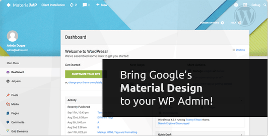 WordPress插件-Material WP V0.0.52汉化版已更新-倾尘SEO 更改WordPress管理界面 Material Design RTL支持-ASP300源码